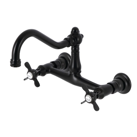Kingston Brass KS3240BEX 8-Inch Center Wall Mount Bathroom Faucet, Matte Black KS3240BEX